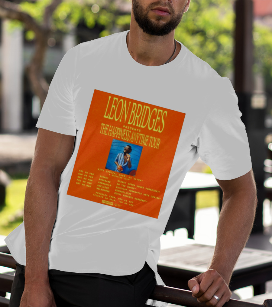 Leon Bridges Presents The Happiness Anytime Tour 2026 With Special Guests Australia Dates T-Shirt
