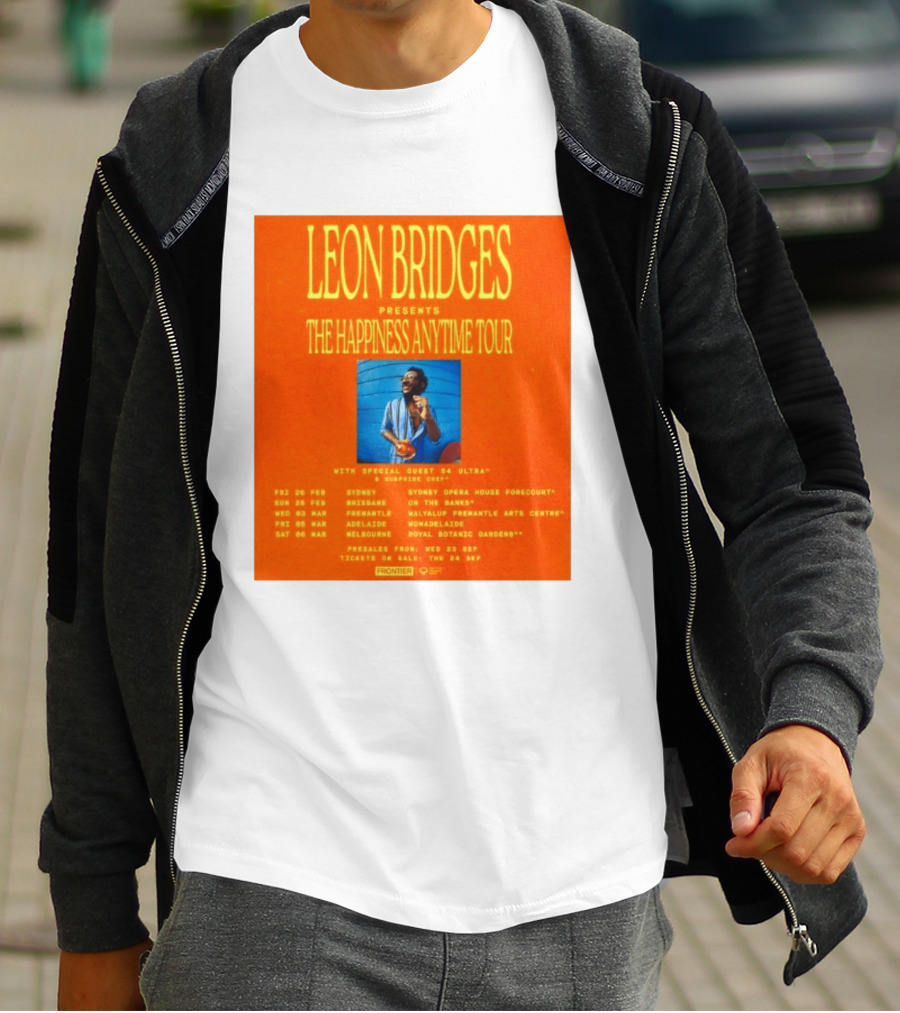 Leon Bridges Presents The Happiness Anytime Tour 2026 With Special Guests Australia Dates T-Shirt