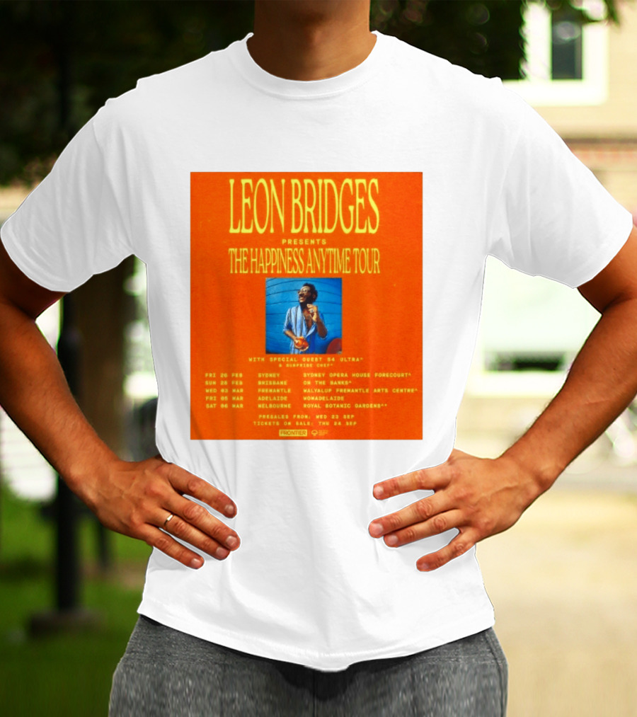Leon Bridges Presents The Happiness Anytime Tour 2026 With Special Guests Australia Dates T-Shirt