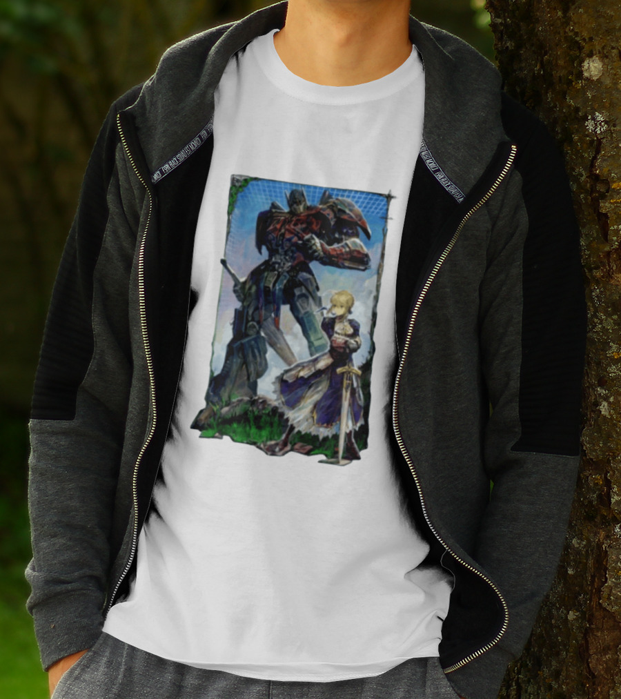 Optimus Prime Transformers With Saber Fate Stay Night Anime T-Shirt