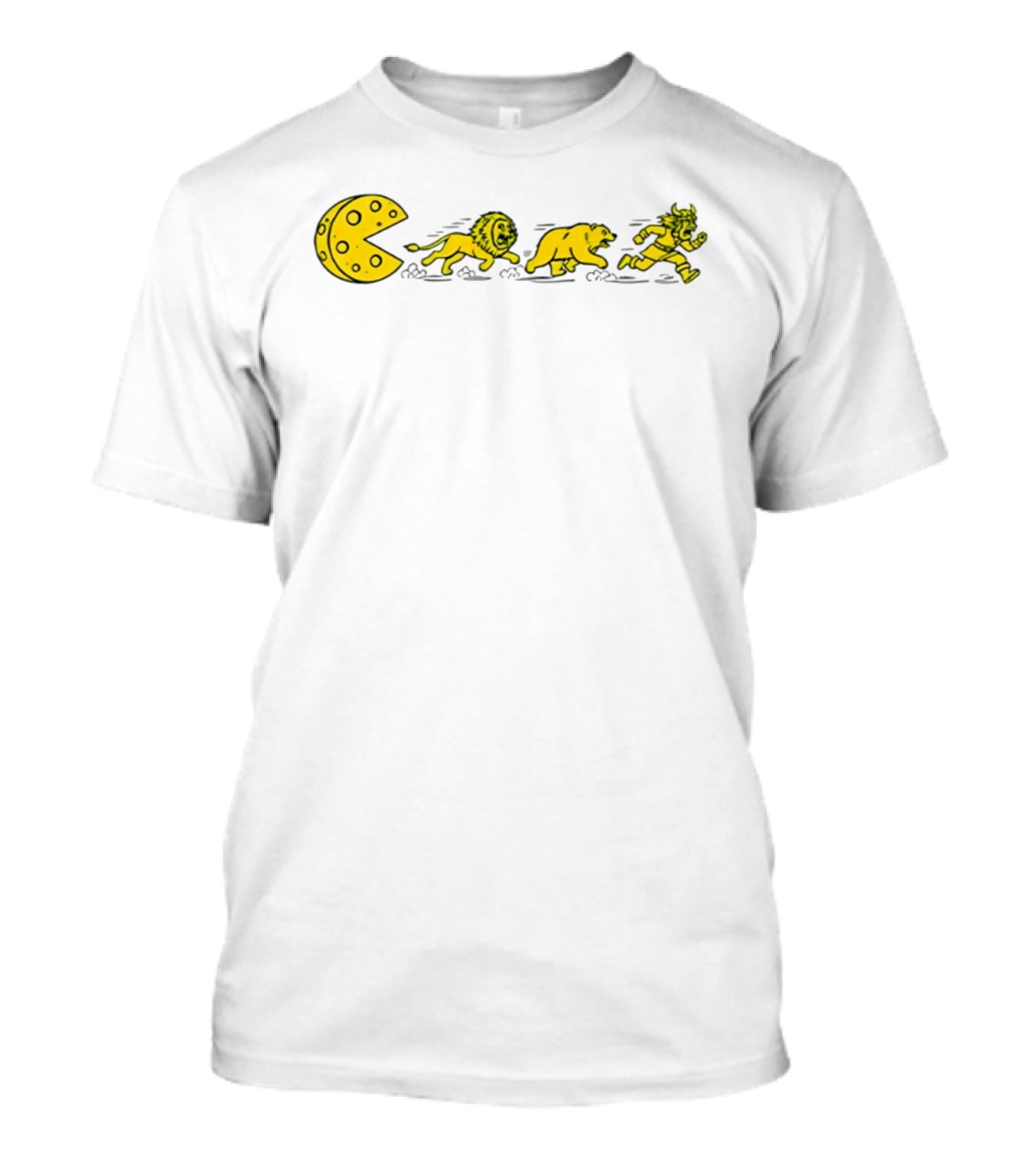 Pac Man Cheesehead Chasing Lions Bears Vikings T-Shirt