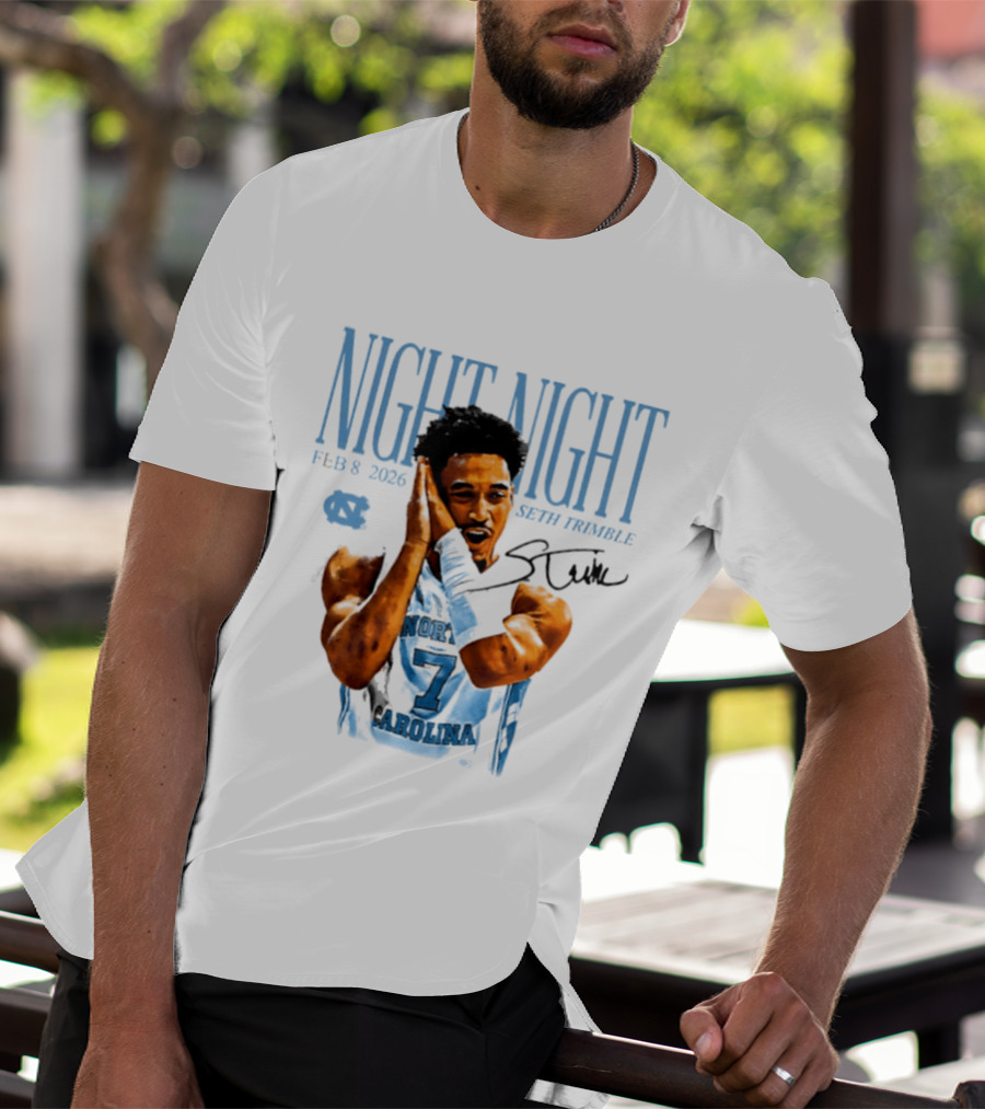 Seth Trimble North Carolina Tar Heels Night Night Feb 8 2026 T-Shirt