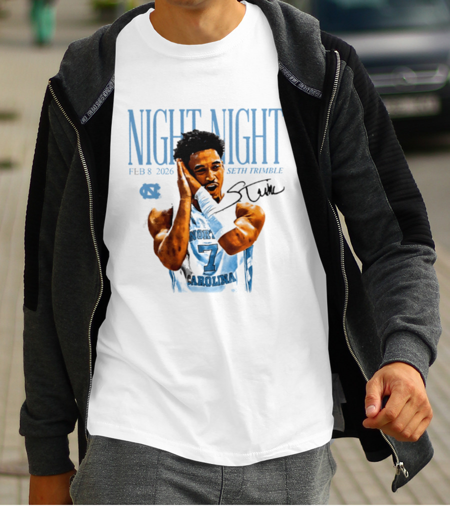 Seth Trimble North Carolina Tar Heels Night Night Feb 8 2026 T-Shirt