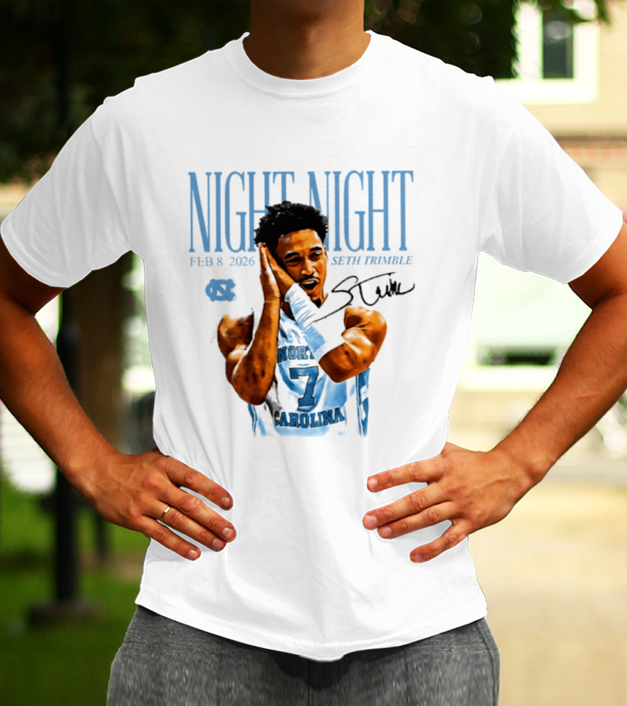 Seth Trimble North Carolina Tar Heels Night Night Feb 8 2026 T-Shirt