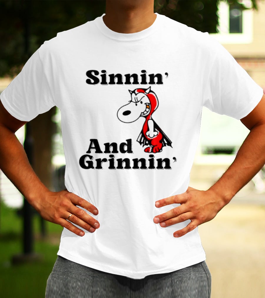 Sinnin' And Grinnin' Snoopy Devil Peanuts Cartoon T-Shirt