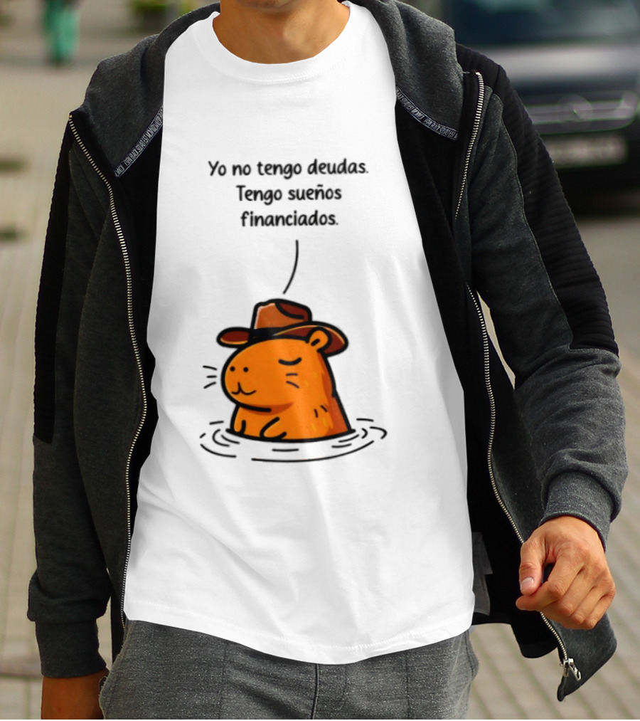 Yo No Tengo Deudas Tengo Sueños Financiados Capybara Sombrero Drawing T-Shirt