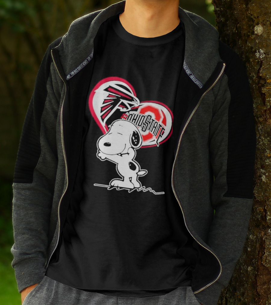 Atlanta Falcons Ohio State Buckeyes Snoopy Peanuts Heart T-Shirt