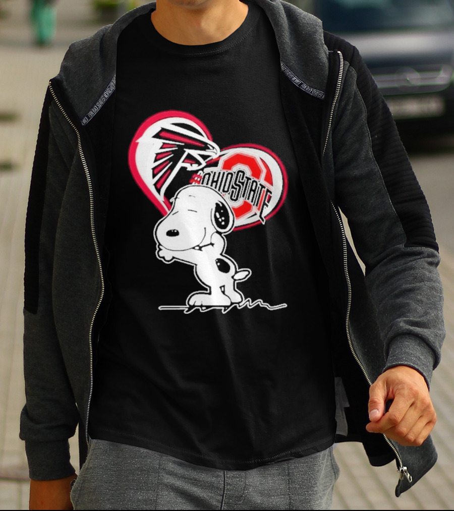 Atlanta Falcons Ohio State Buckeyes Snoopy Peanuts Heart T-Shirt