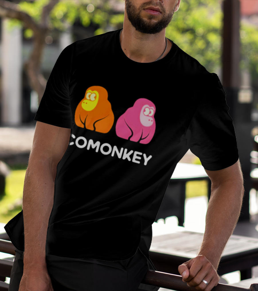Comonkey Orange Pink Gorilla Ape Minimalist T-Shirt