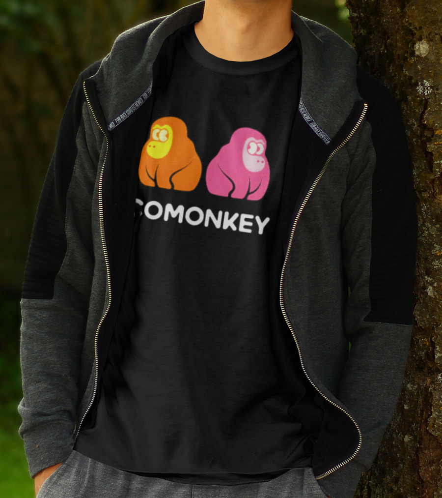 Comonkey Orange Pink Gorilla Ape Minimalist T-Shirt