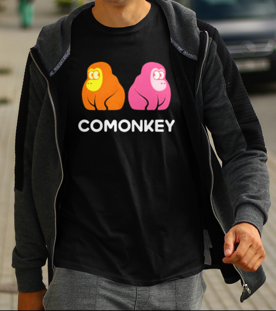 Comonkey Orange Pink Gorilla Ape Minimalist T-Shirt