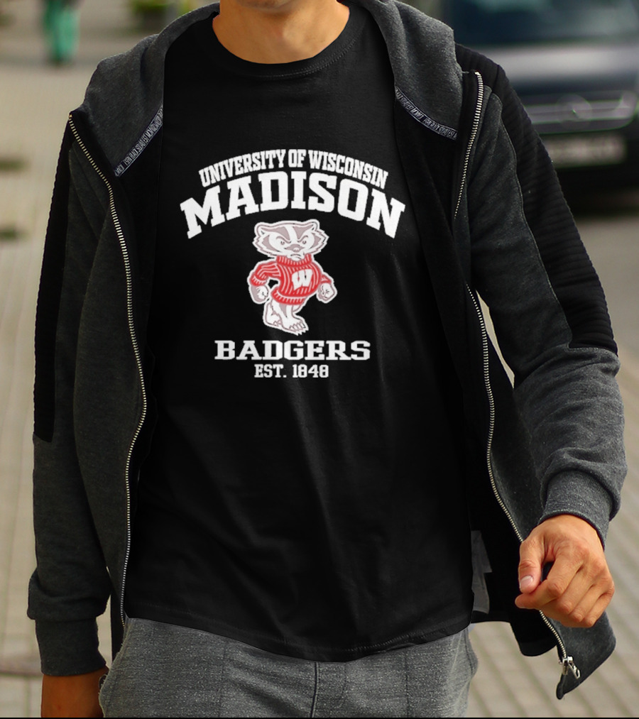 University Of Wisconsin Madison Badgers Est 1848 Vintage Bucky Badger Sweater T-Shirt