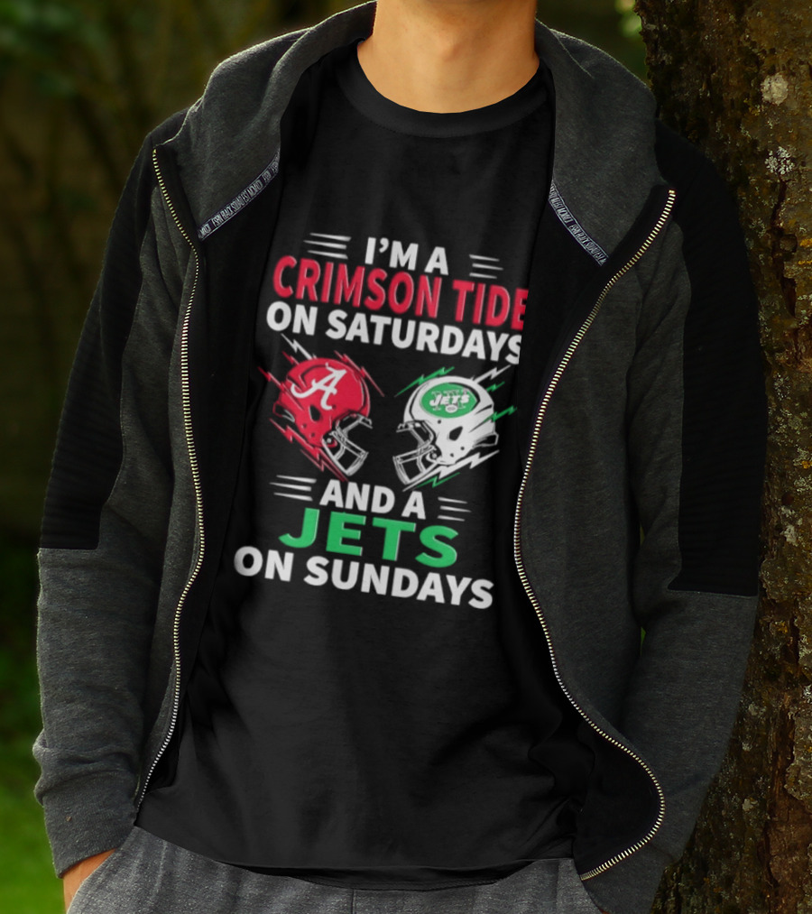 I'm A Crimson Tide On Saturdays And A Jets On Sundays Helmet Football T-Shirt