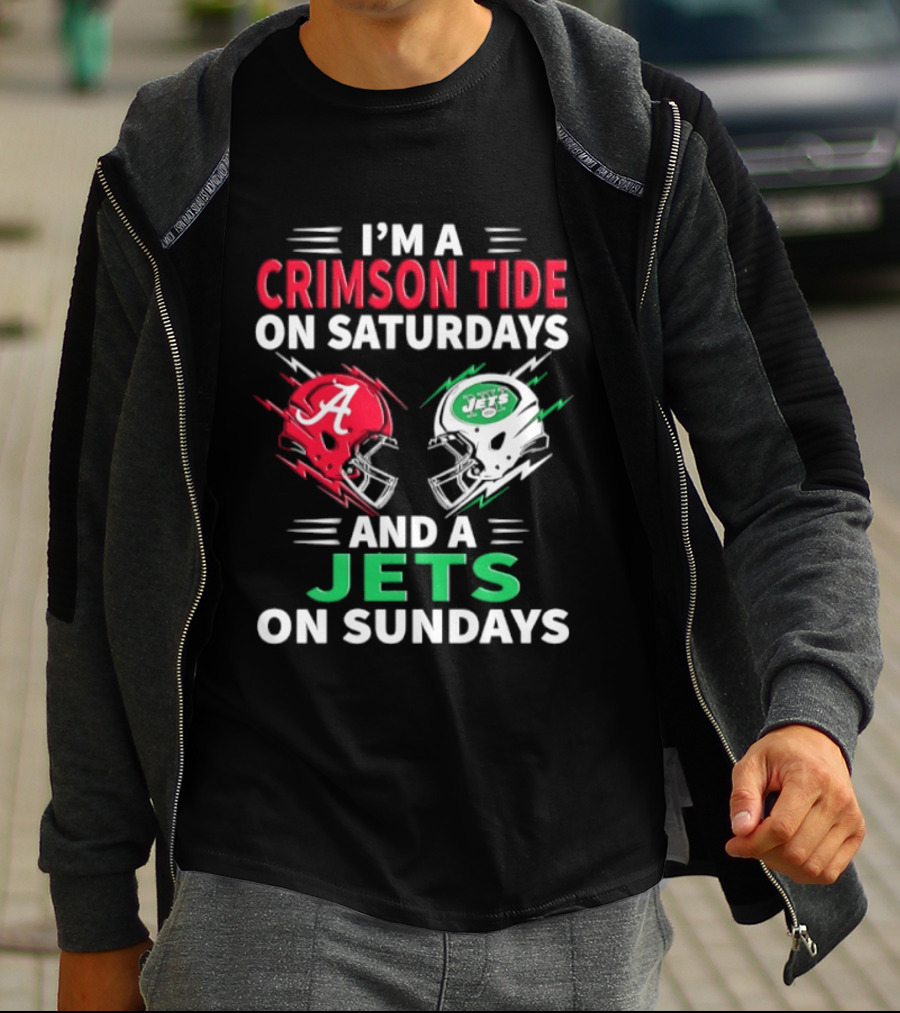 I'm A Crimson Tide On Saturdays And A Jets On Sundays Helmet Football T-Shirt