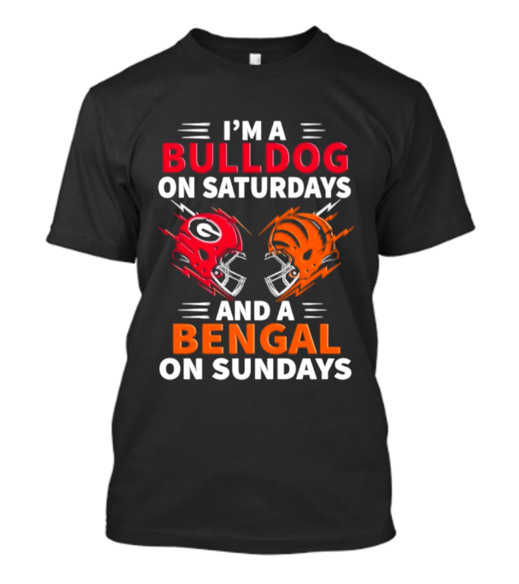 I'm A Bulldog On Saturdays And A Bengal On Sundays Football Helmets T-Shirt