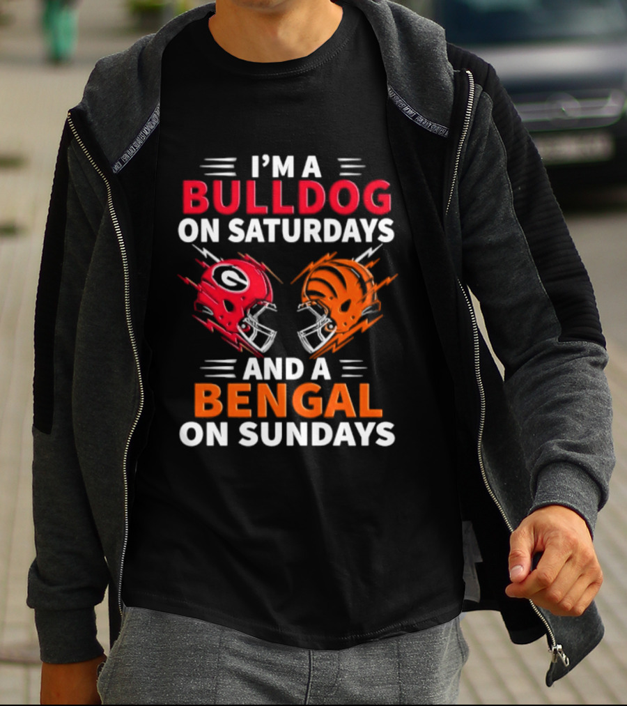 I'm A Bulldog On Saturdays And A Bengal On Sundays Football Helmets T-Shirt