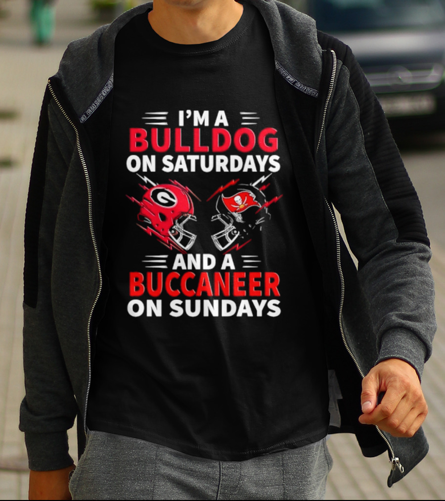Georgia Bulldogs Saturday Tampa Bay Buccaneers Sunday Football Helmets T-Shirt