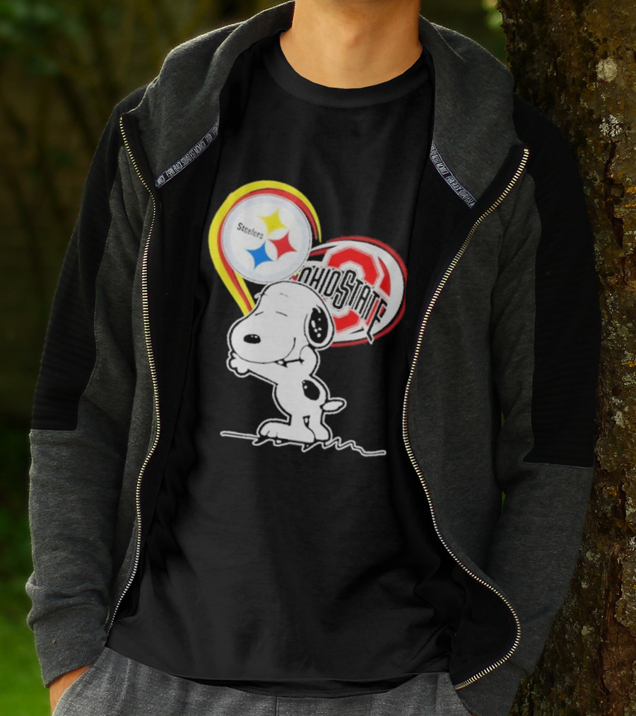 Pittsburgh Steelers Ohio State Buckeyes Snoopy Peanuts Heart T-Shirt