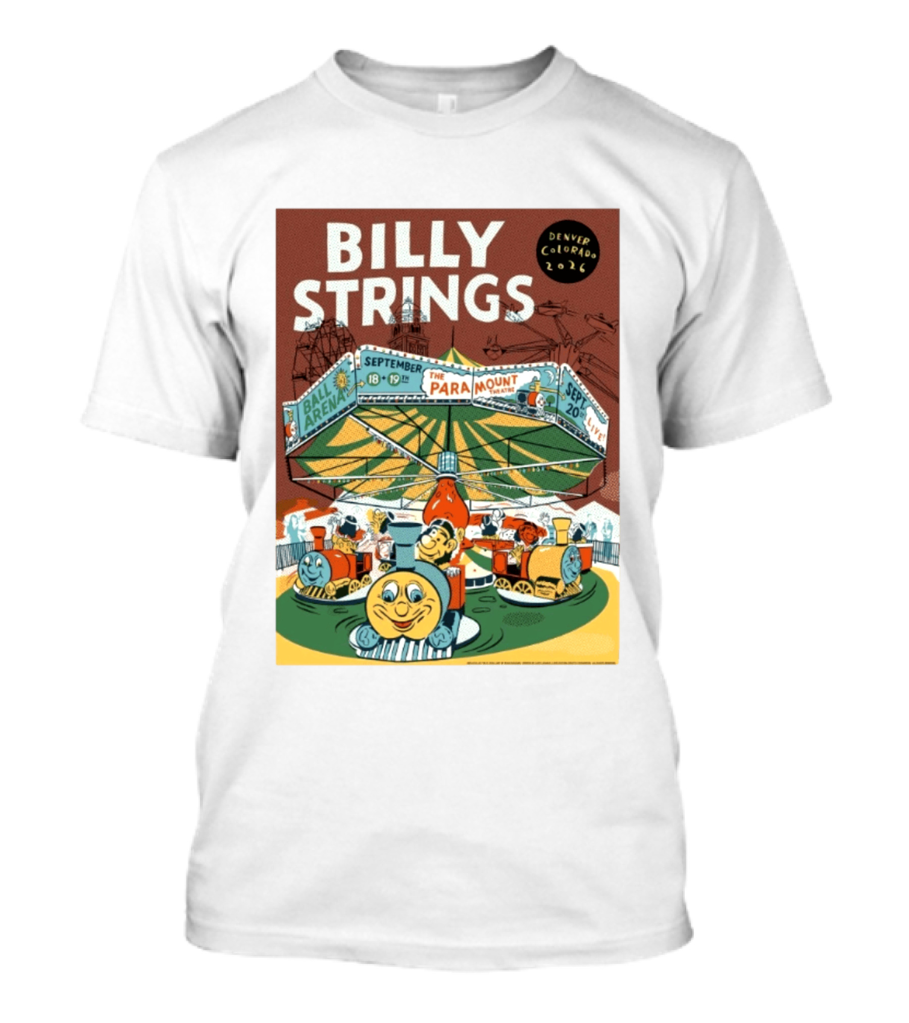 Billy Strings Denver Colorado Event Ball Arena September 18 19 2026 The Paramount Theatre T-Shirt