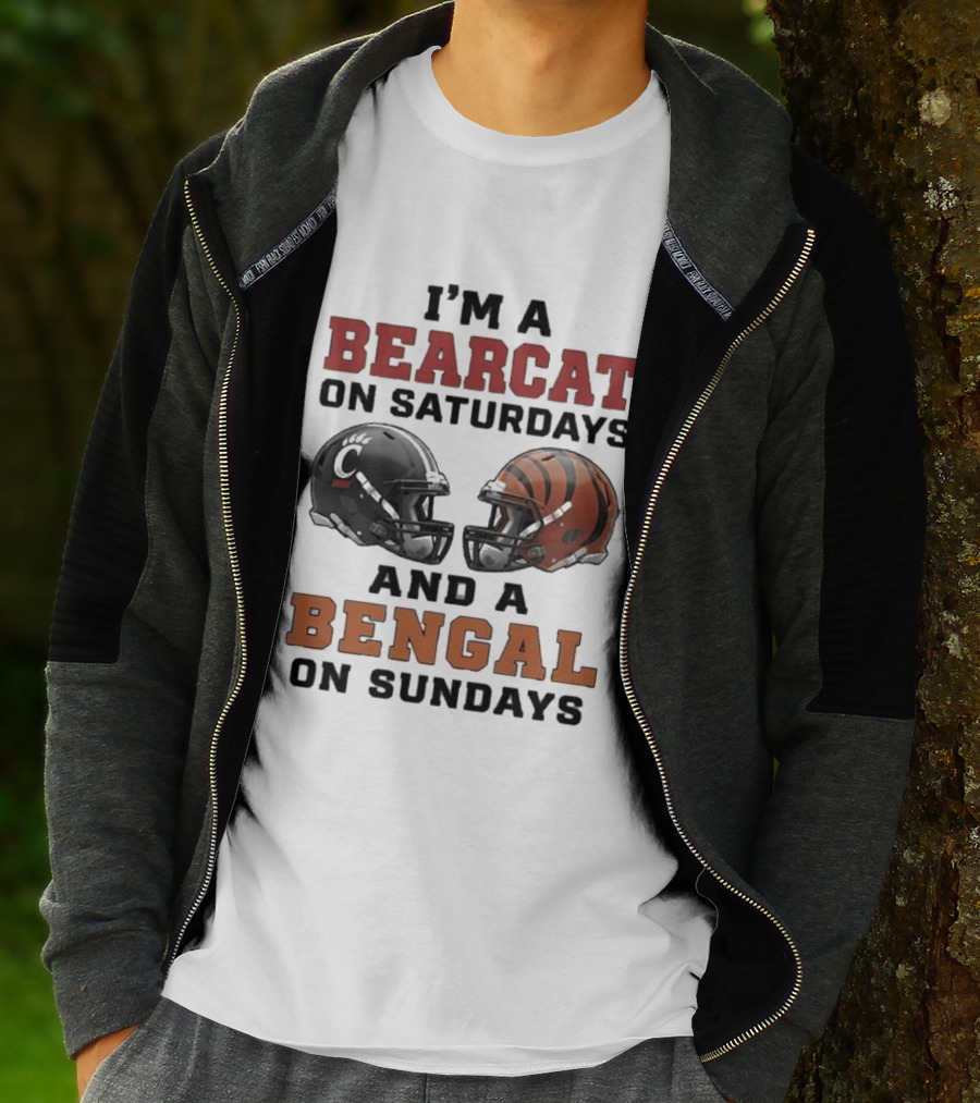 I'm A Bearcat On Saturdays And A Bengal On Sundays Football Helmet T-Shirt