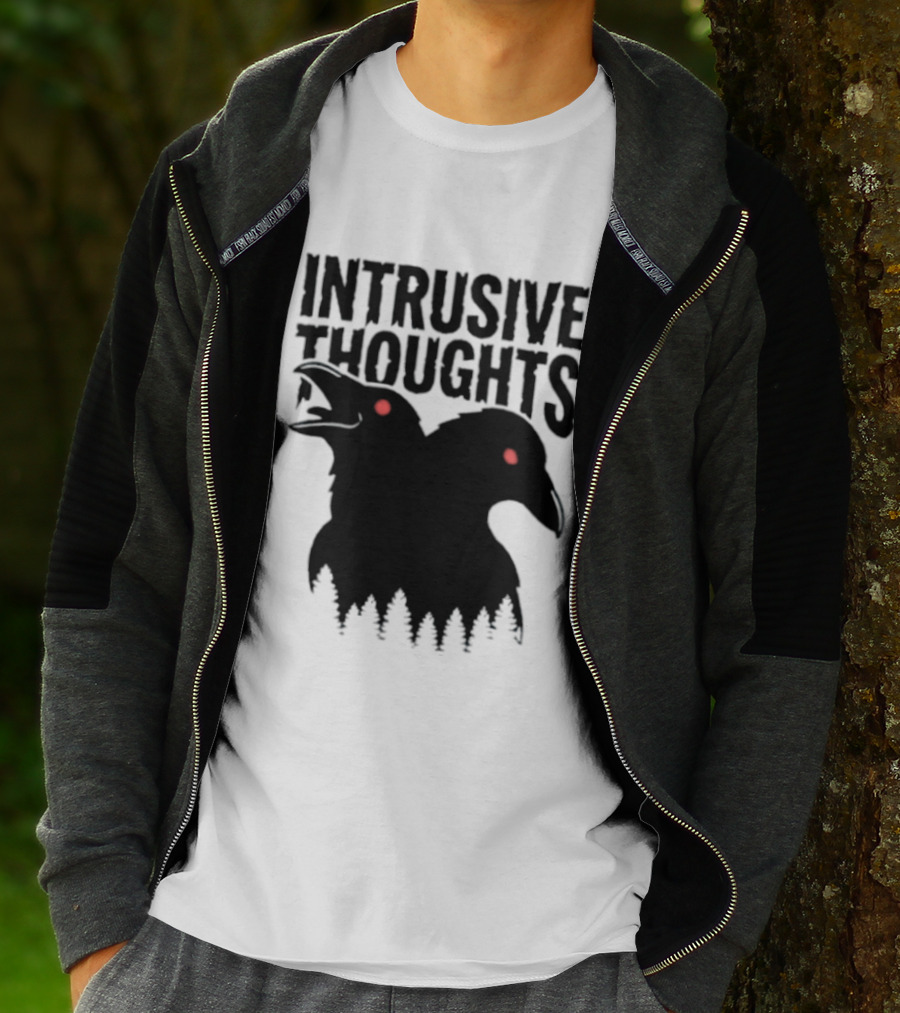 Intrusive Thoughts Raven Forest Mental Health Awareness T-Shirt