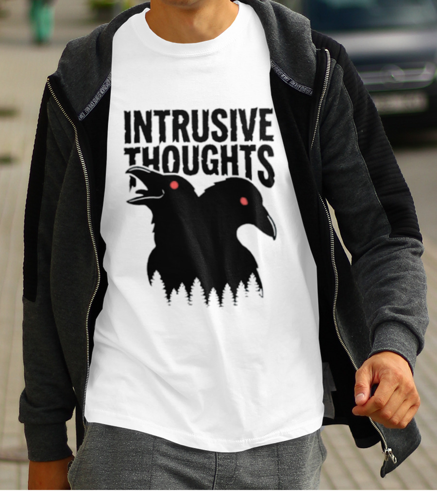 Intrusive Thoughts Raven Forest Mental Health Awareness T-Shirt