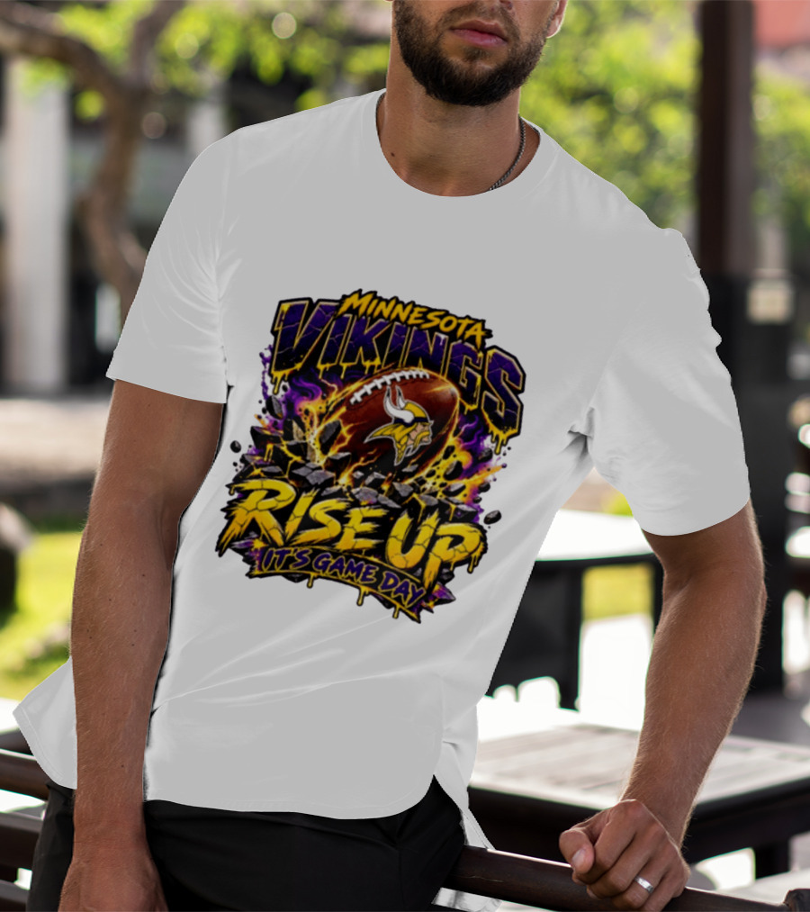 Minnesota Vikings Rise Up It's Game Day Football Vivid Color Explosion T-Shirt