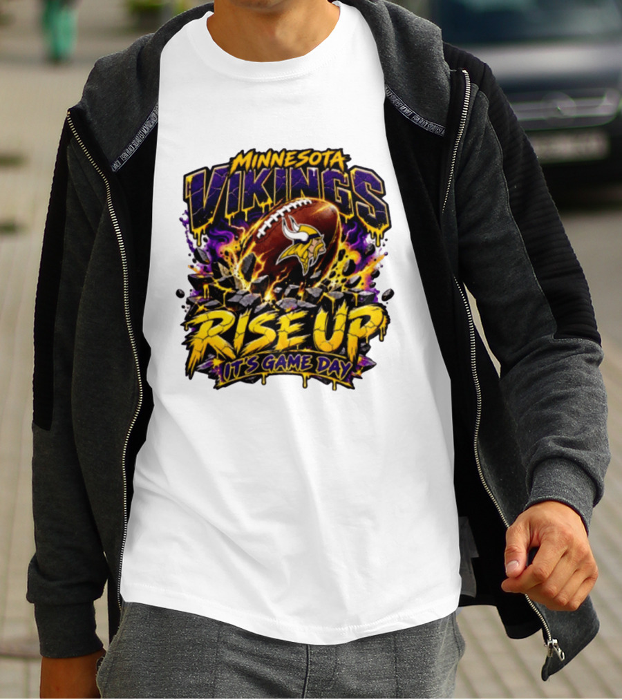 Minnesota Vikings Rise Up It's Game Day Football Vivid Color Explosion T-Shirt