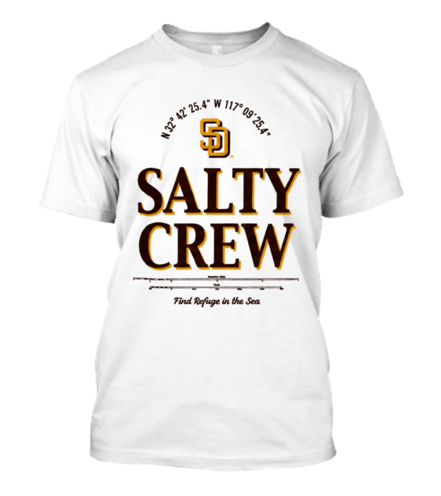 Padres Salty Crew Coordinates SD Find Refuge In The Sea T-Shirt