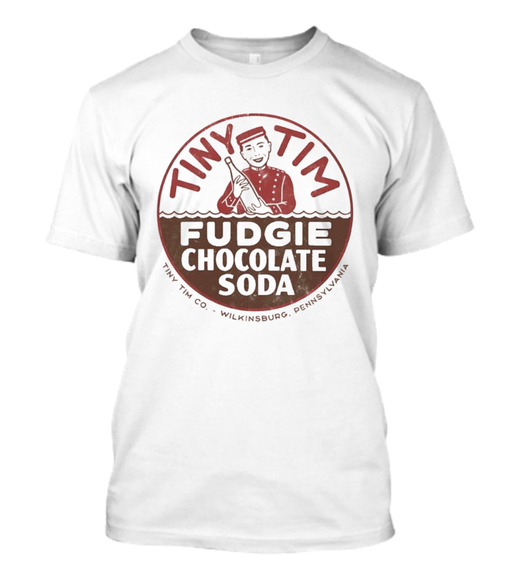 Tiny Tim Fudgie Chocolate Soda Wilkinsburg Pennsylvania Retro Beverage Branding T-Shirt