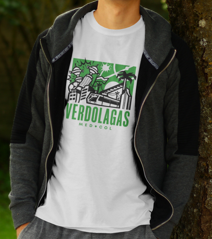 Verdolagas Med Col Medellín Paisa Culture Soccer Skyline Palm Trees T-Shirt