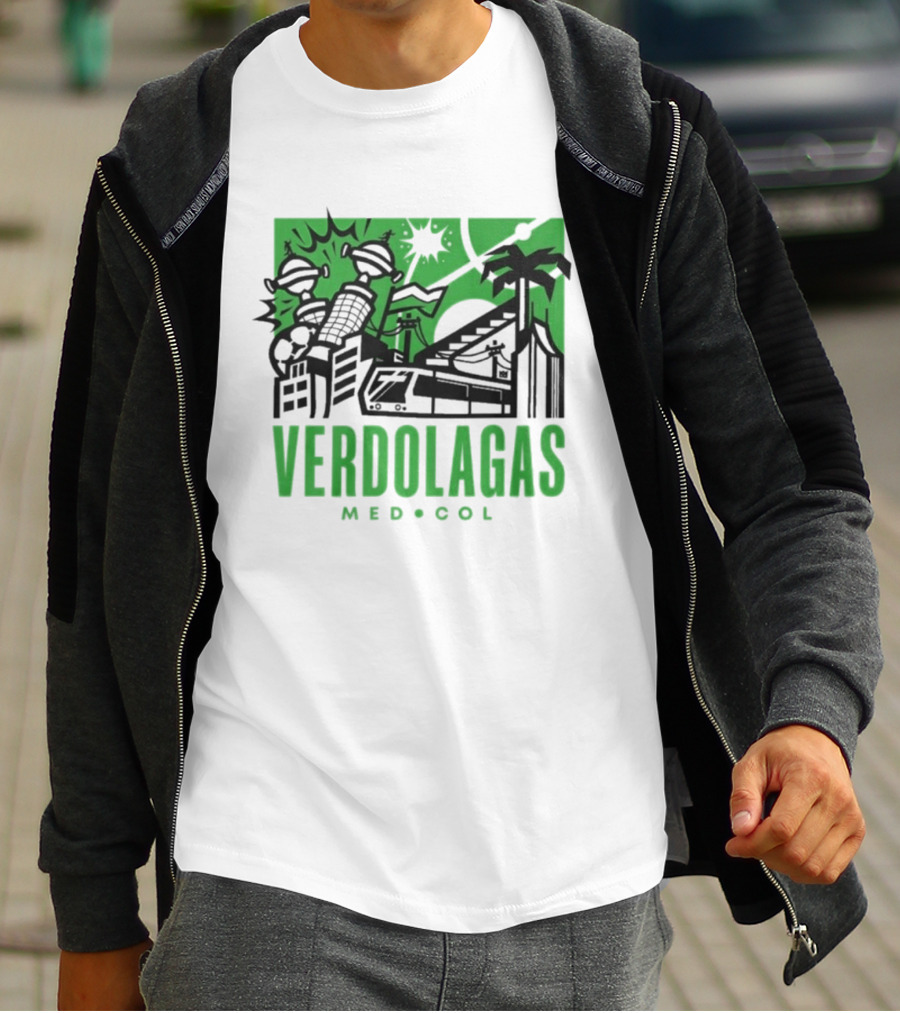 Verdolagas Med Col Medellín Paisa Culture Soccer Skyline Palm Trees T-Shirt