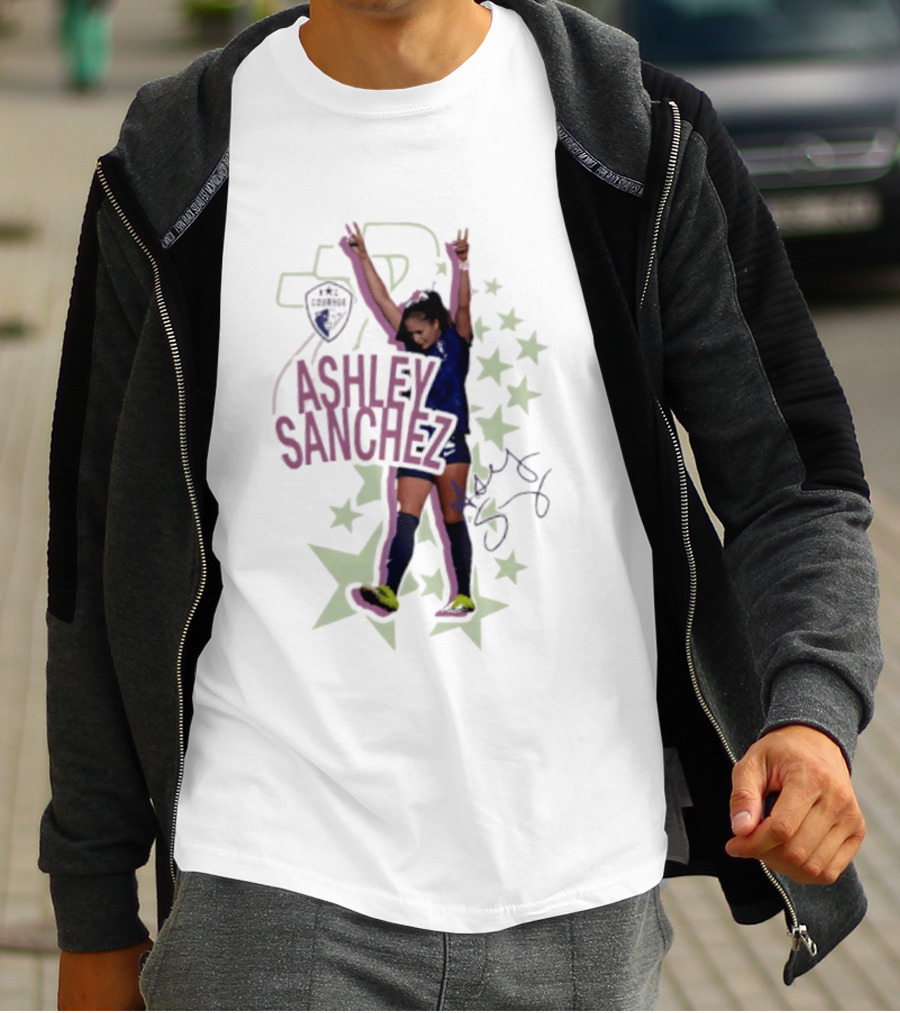Ashley Sanchez North Carolina Courage Celebration With Stars And Autograph T-Shirt