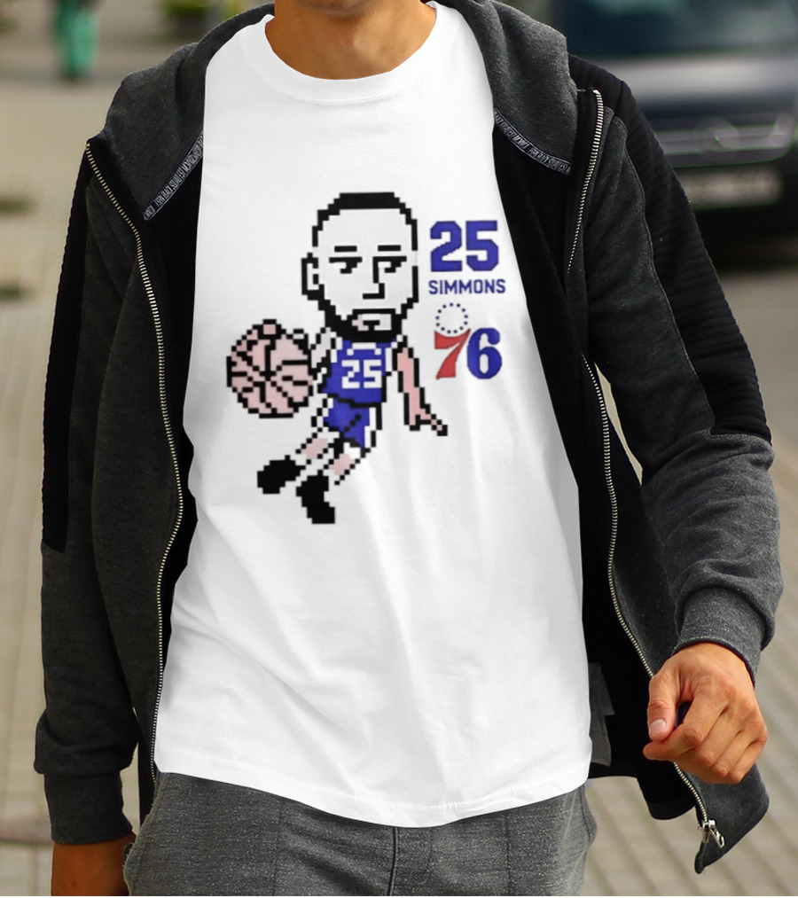 Ben Simmons 25 Philadelphia 76ers Pixel Art With Basketball T-Shirt