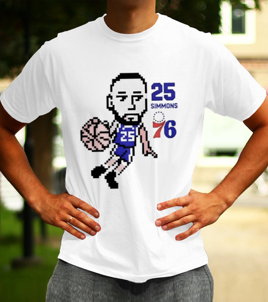 Ben Simmons 25 Philadelphia 76ers Pixel Art With Basketball T-Shirt