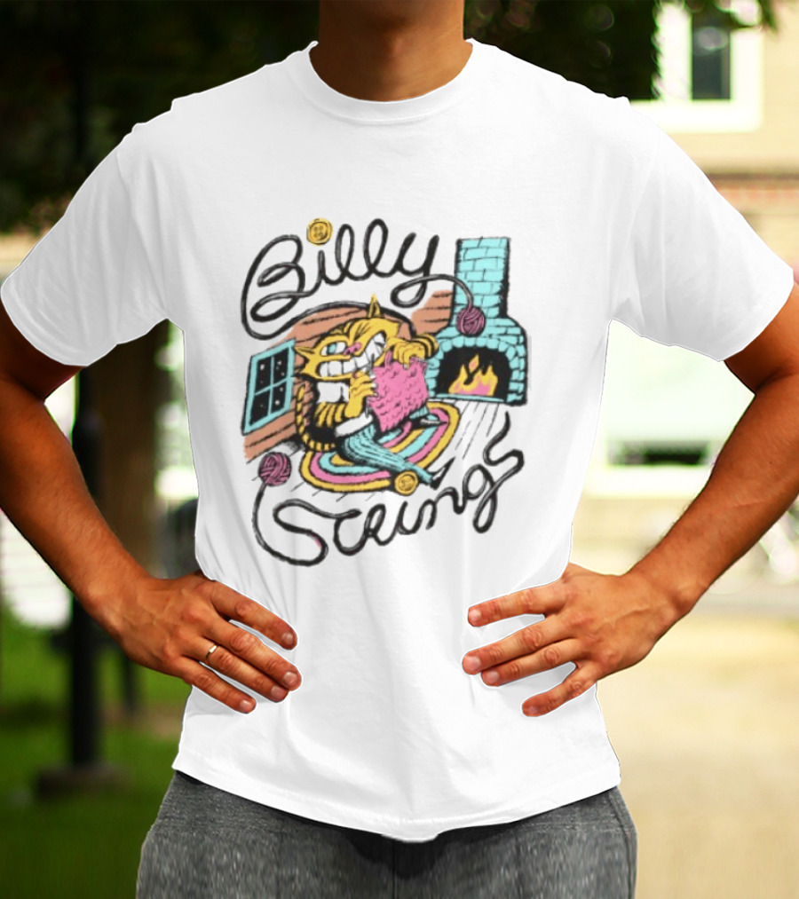 Billy Strings Store Yarn Ladies Nathan Hardyman Cat Knitting By Fireplace T-Shirt