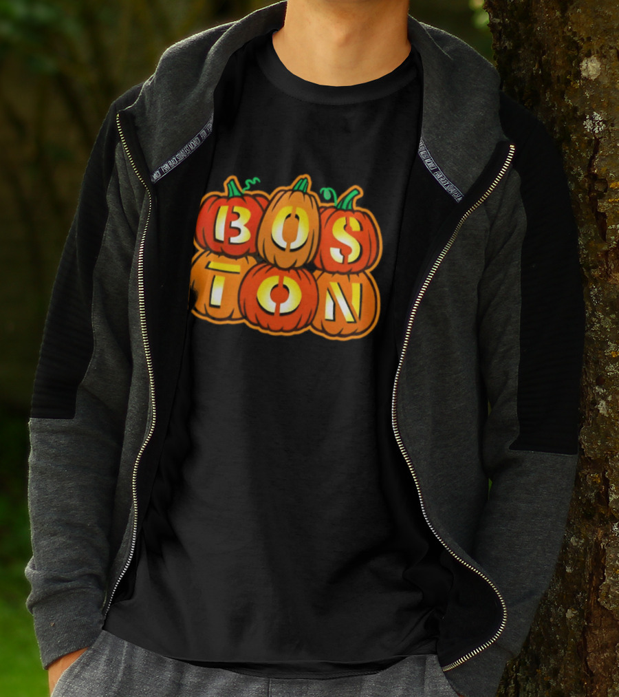 Boston Jack O' Lanterns Halloween Pumpkin Stack T-Shirt