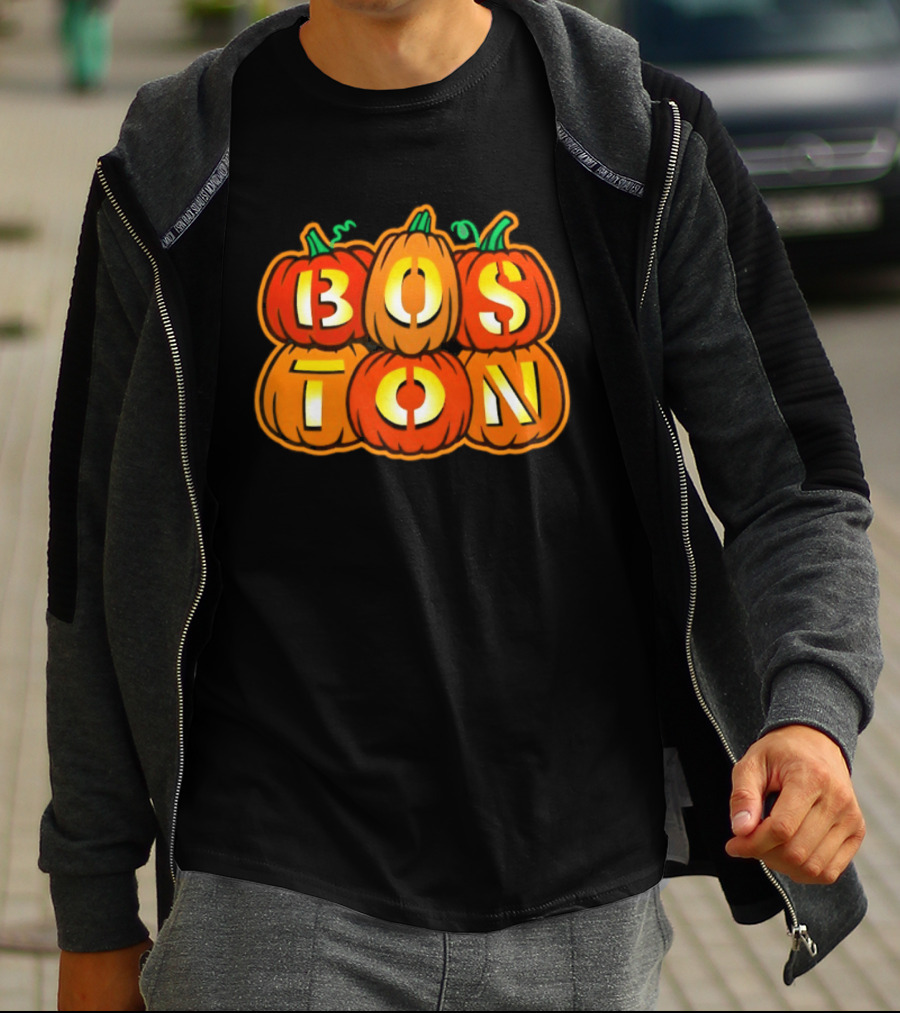 Boston Jack O' Lanterns Halloween Pumpkin Stack T-Shirt