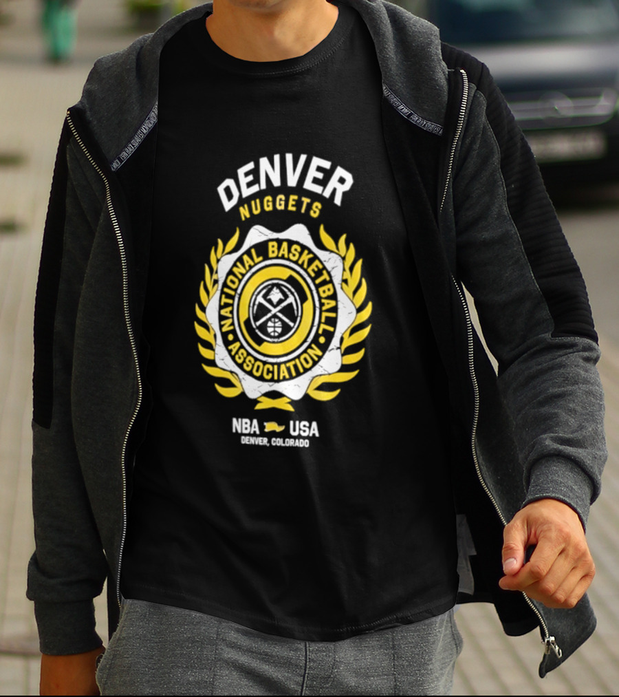 Denver Nuggets National Basketball Association NBA USA Laurel Crest Flocking 2026 T-Shirt