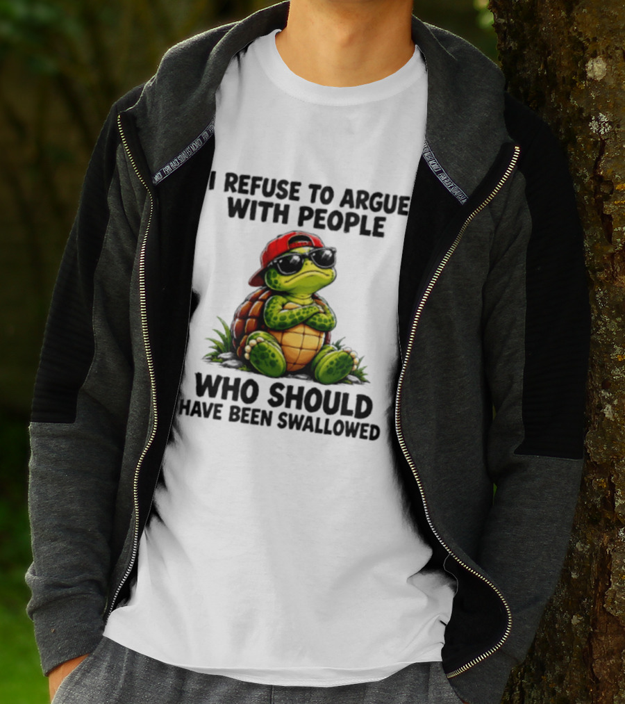 I Refuse To Argue Cool Turtle Red Hat Sunglasses Retro Fun T-Shirt