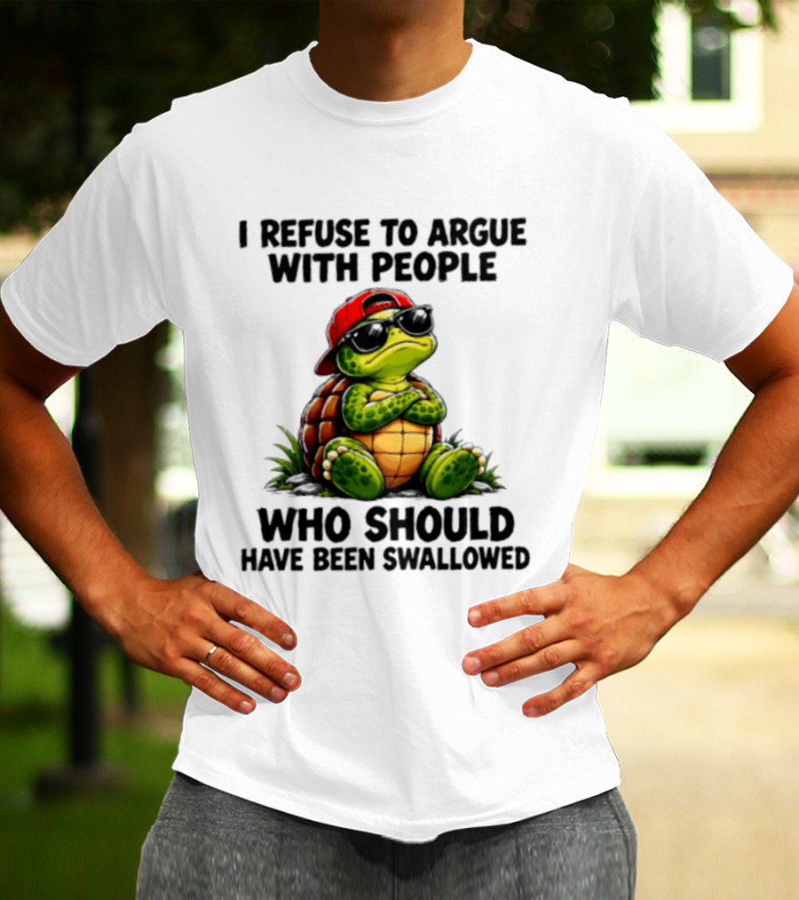 I Refuse To Argue Cool Turtle Red Hat Sunglasses Retro Fun T-Shirt