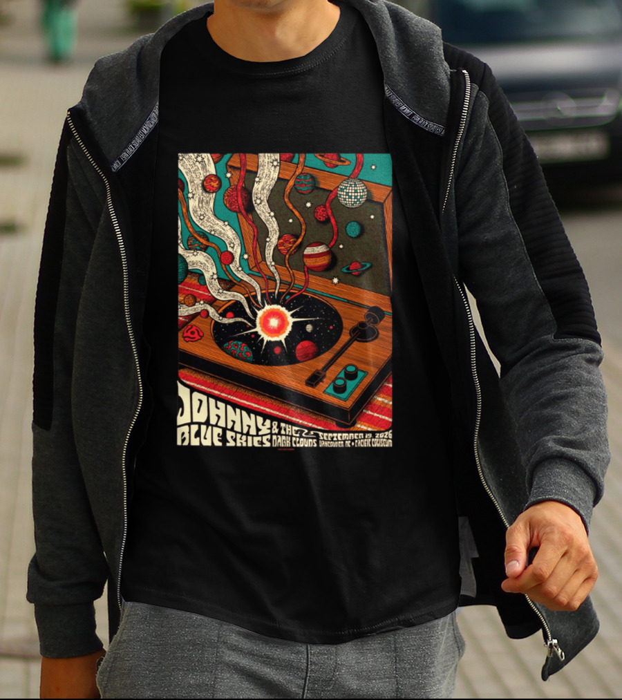 Johnny Blue Skies And The Dark Clouds Vancouver BC 2026 Event Live At Pacific Coliseum September 19 Vinyl Record Planets T-Shirt