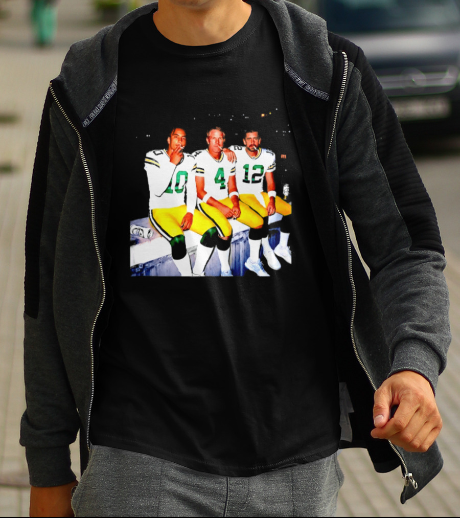 Jordan Love Brett Favre Aaron Rodgers Green Bay Packers Smoking And Beer Celebration T-Shirt