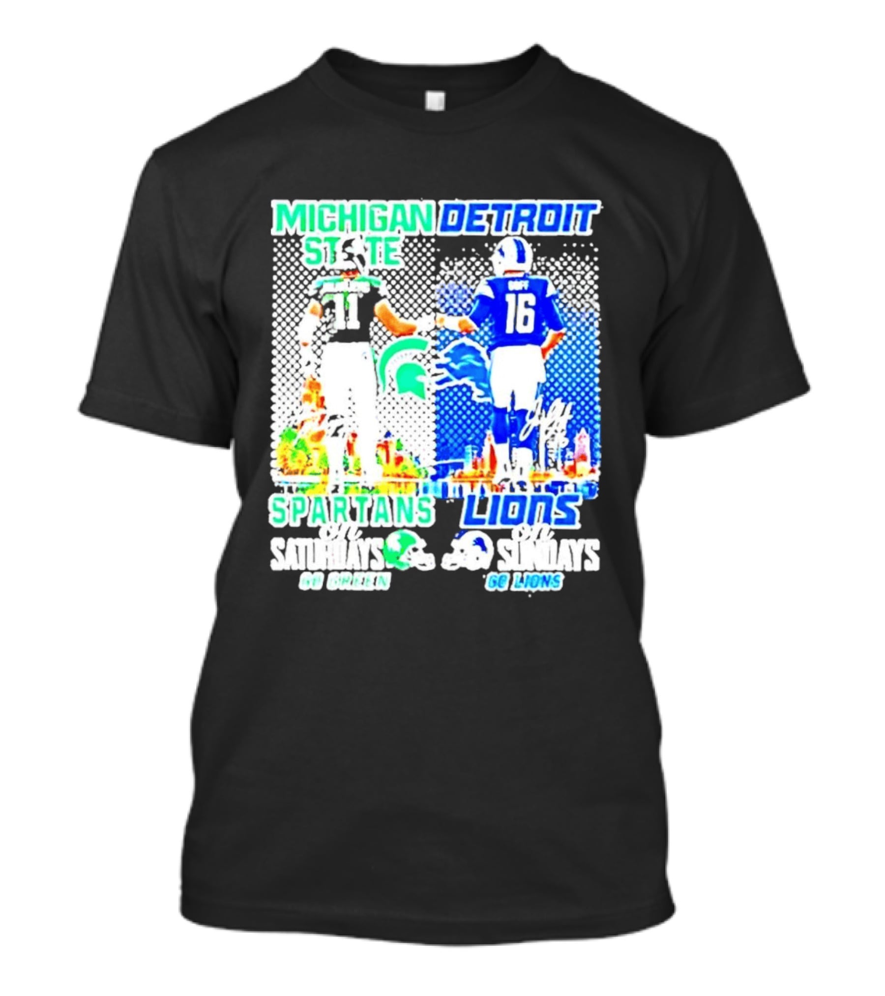 Michigan State Spartans Vs Detroit Lions Go Green Go Lions Football Showdown T-Shirt