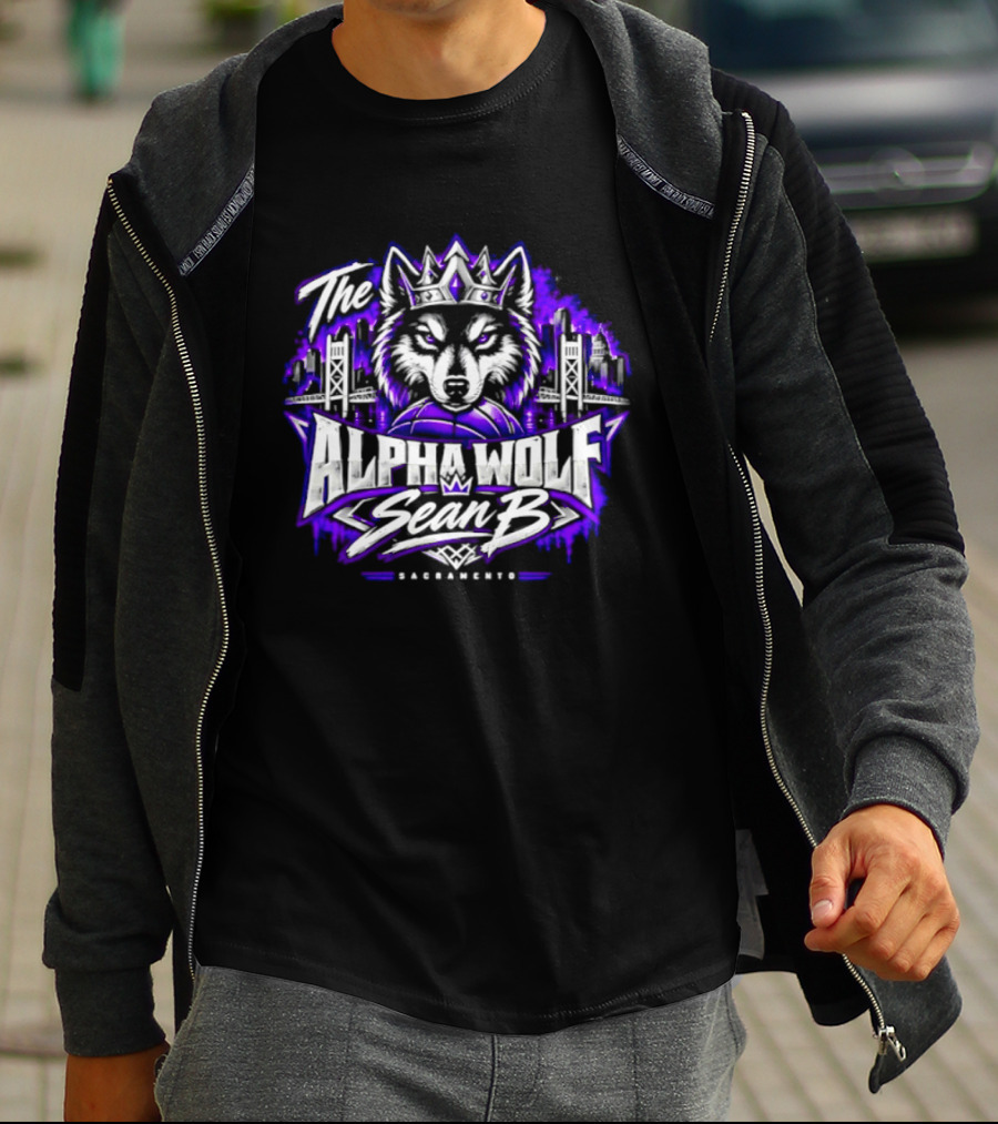 The Alpha Wolf Sean B Sacramento Skyline King's Crown Wolf T-Shirt