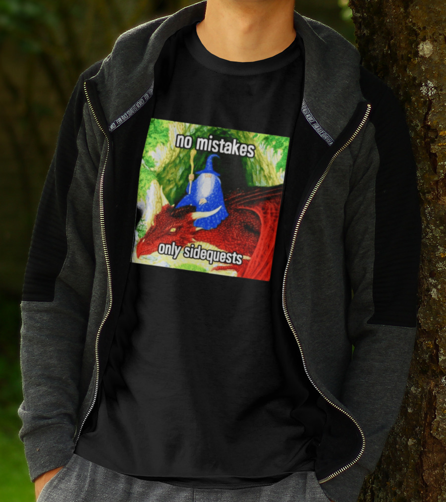 No Mistakes Only Side Quests Wizard And Dragon T-Shirt