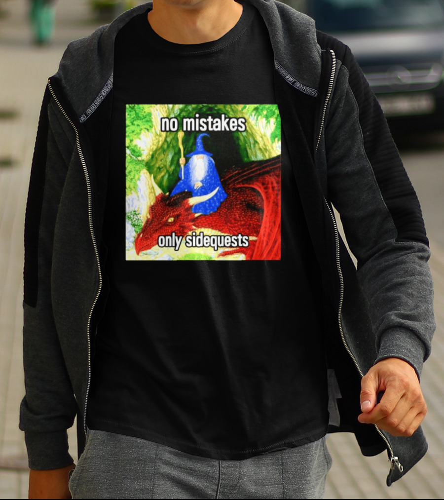 No Mistakes Only Side Quests Wizard And Dragon T-Shirt