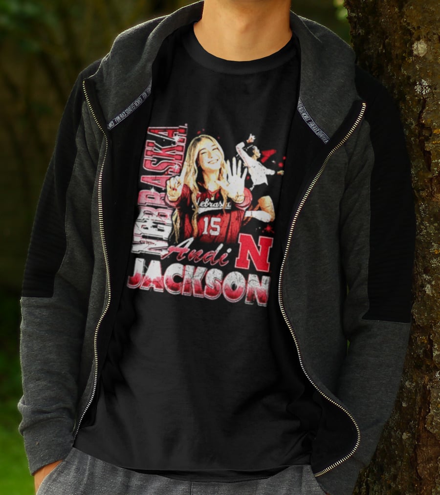 Andi Jackson 15 Nebraska Cornhuskers Collage T-Shirt