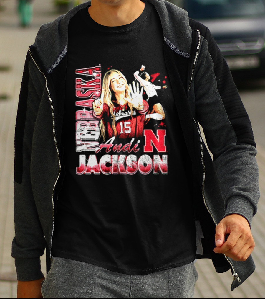Andi Jackson 15 Nebraska Cornhuskers Collage T-Shirt