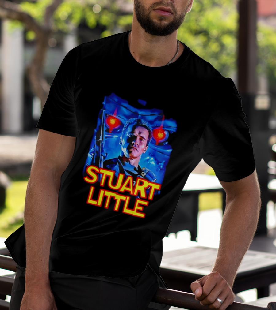 Stuart Little Arnold Schwarzenegger Parody Skynet Cyborg Fusion T-Shirt